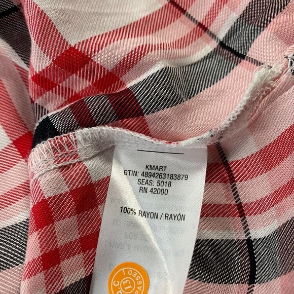 BASIC EDITIONS Shirt Womens 3X Button Up Blouse Top Plaid Long Sleeve Pink - Picture 8 of 8